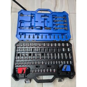 Kobalt Mechanics Tool Set with Case SAE Metric Sockets Ratchet Wrenches Hex H1